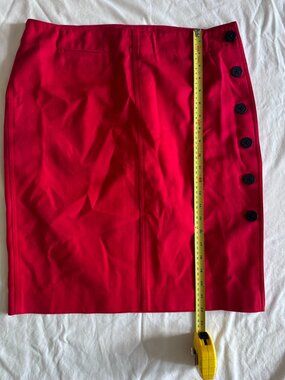 Lauren Ralph Lauren Red Button Front Knee Length Skirt